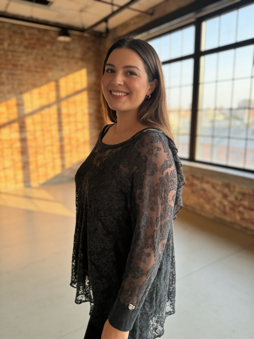 lola Black Floral Lace Tunic